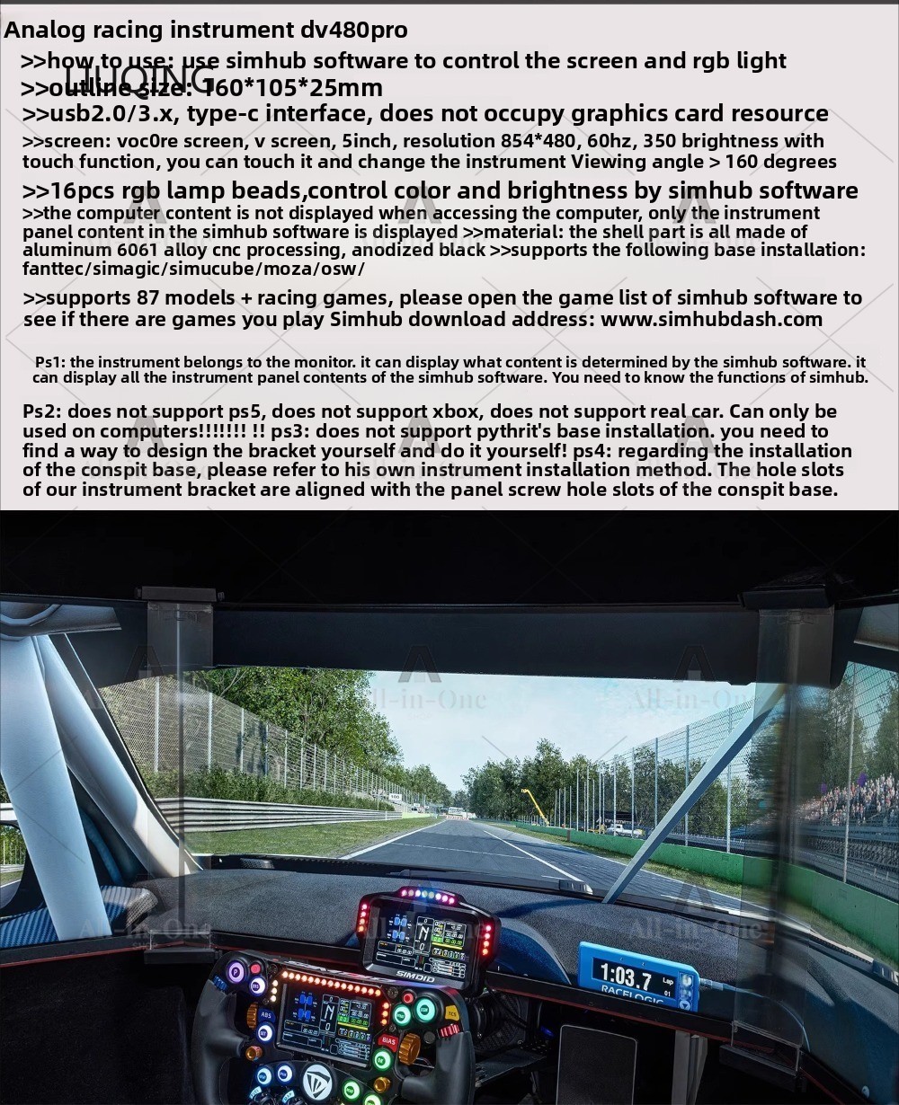 DV480 PRO DH480 PRO Dashboard  - Sim Racing Dashboard Screen Display ulasan dan harga